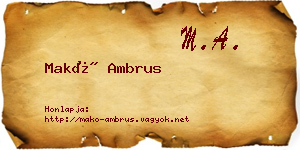 Makó Ambrus névjegykártya